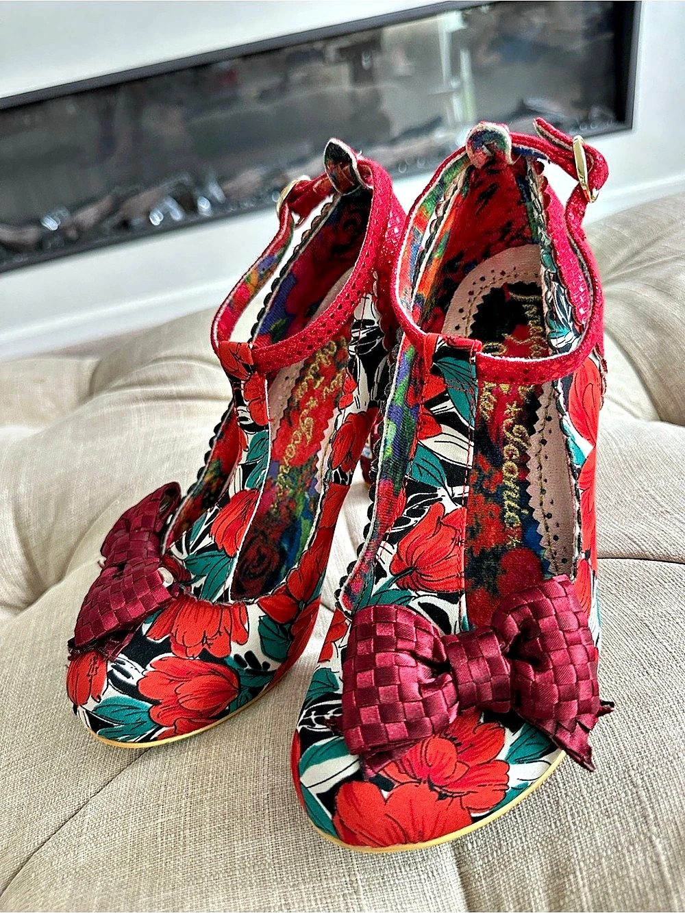 Irregular Choice Just In Time Floral Bow Heels Red & Multicolor US 8 - Picture 2 of 10